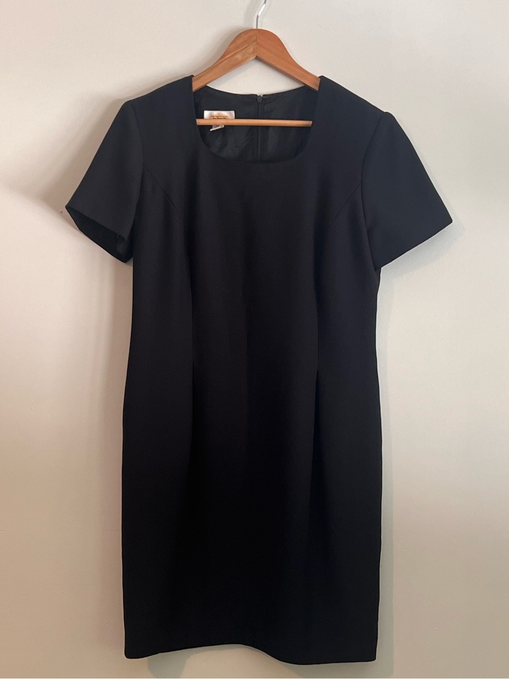 Vintage Talbots Black Short-Sleeve Square-Neck Shift Dress